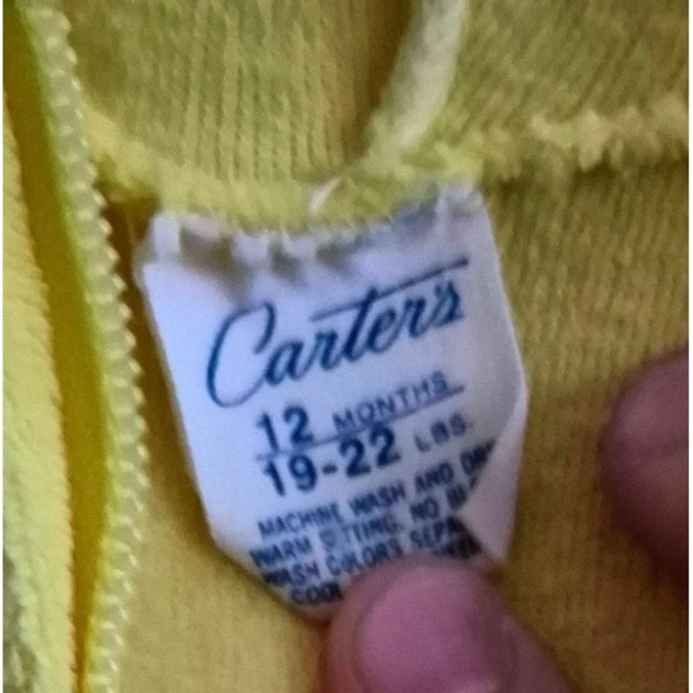 Carter's Hooded Romper Kids 12M Yellow Good Vintage Terry Cloth Octopus Patch